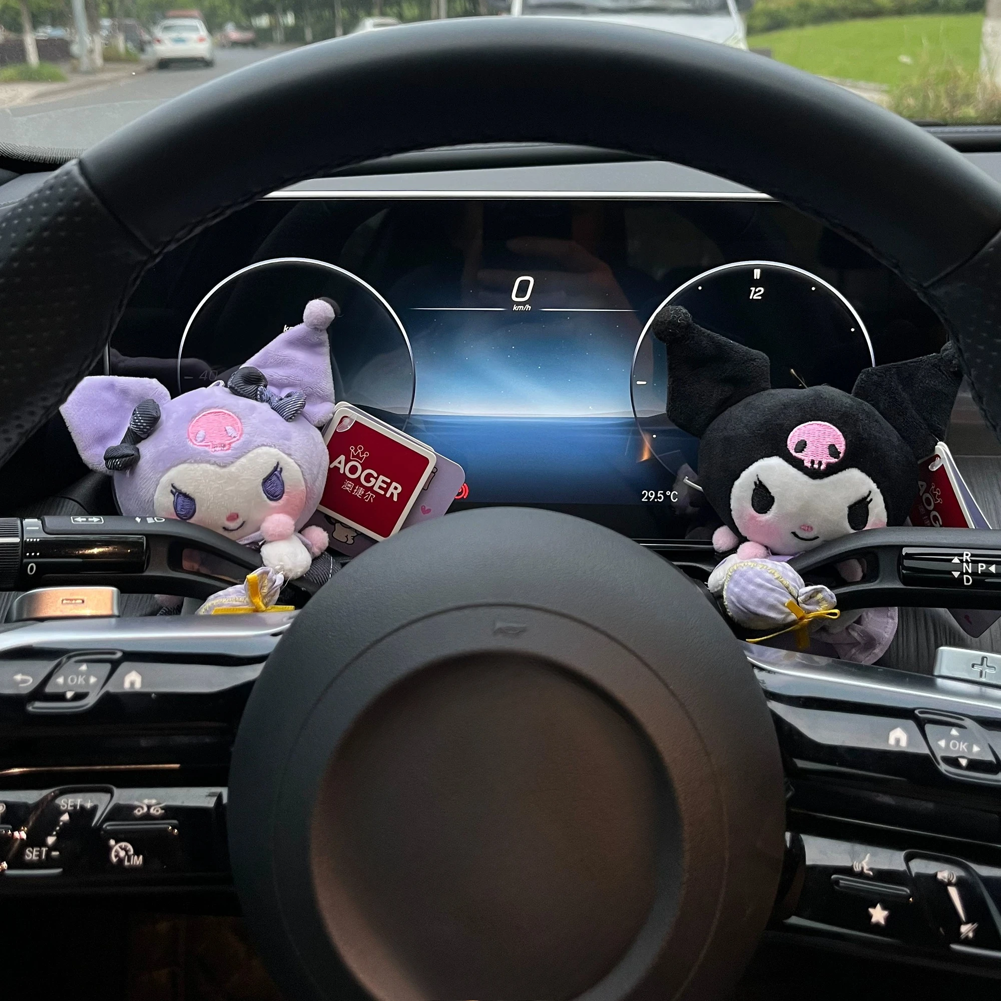 

Sanrio Kuromi Cute Car Wiper Ornaments Plush Doll Turn Signal Switch Ornament Car Interior Decoration Accessories