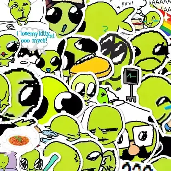 10/52片趣味眼睛Q版綠色外星人貼紙DIY材料裝飾,適用於手機殼、筆記型電腦、桌面、水瓶、兒童貼紙 12 最佳銷售 滑稽的貼紙 - №2