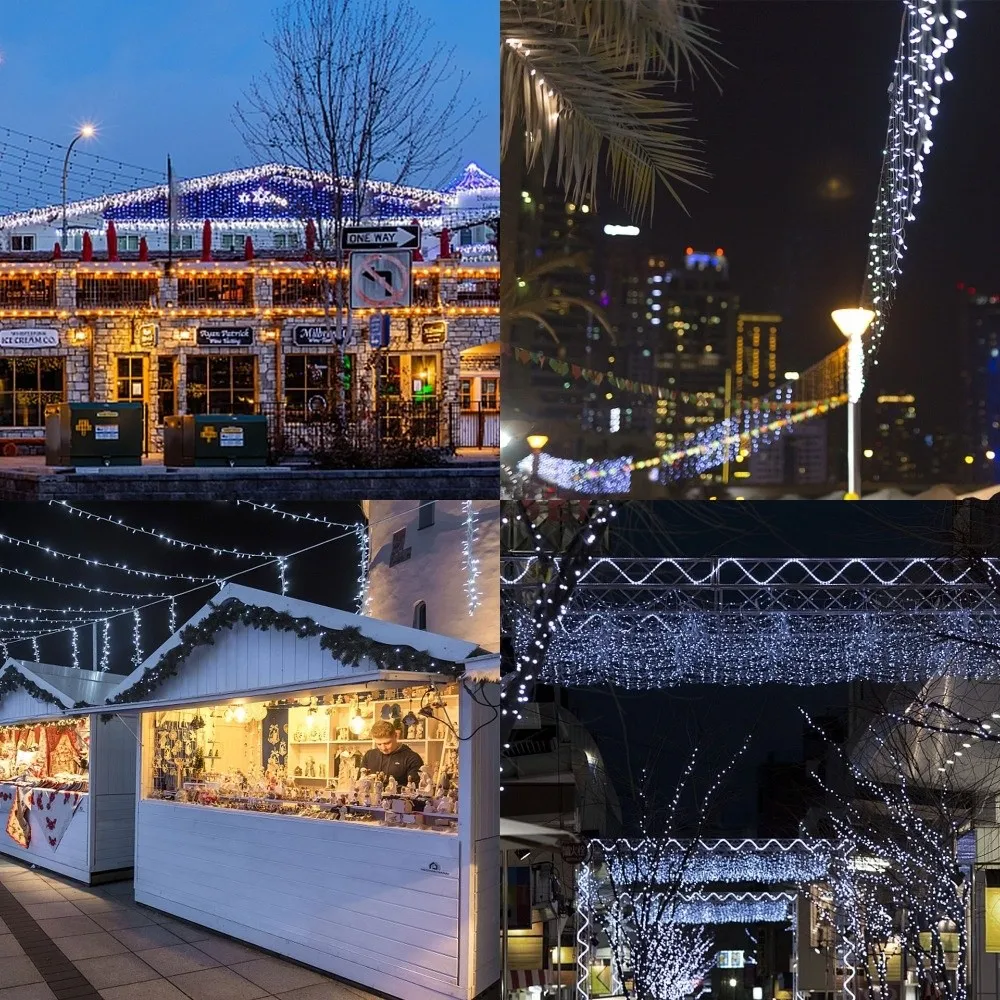 4 متر/7 متر طول الشمسية LED الستار ضوء مقاوم للماء الترا برايت عيد الميلاد جارلاند ضوء 8 طرق شلال الجنية ضوء عطلة الطرف #2