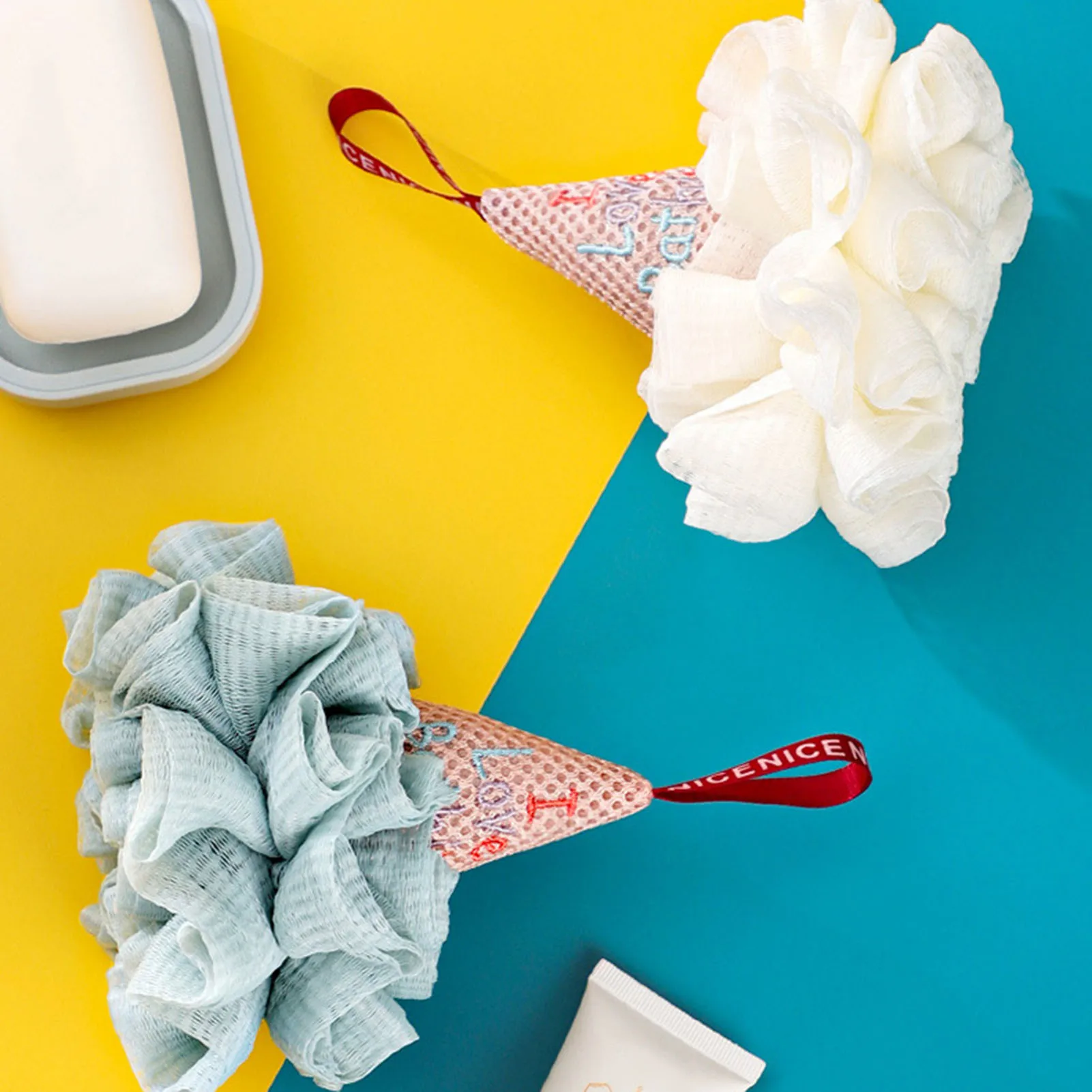 Bath Puff Shower Sponge Bath Ball  Ice Cream Shape Design For Home Bathroom image 2