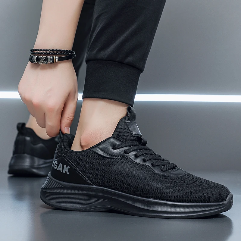 

Spring and Summer Large-sized Color-blocking Men's Flat Low-top Round-toe Woven Mesh Breathable Lace-up Casual Sports Shoes