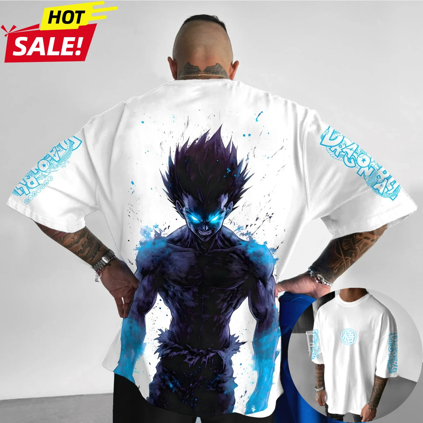 Koszulka męska oversize w stylu Harajuku z motywem anime Dragon Ball Super Saiyan na lato 2025, vintage, streetwear, damska, casualowa, z krótkim rękawem, unisex.