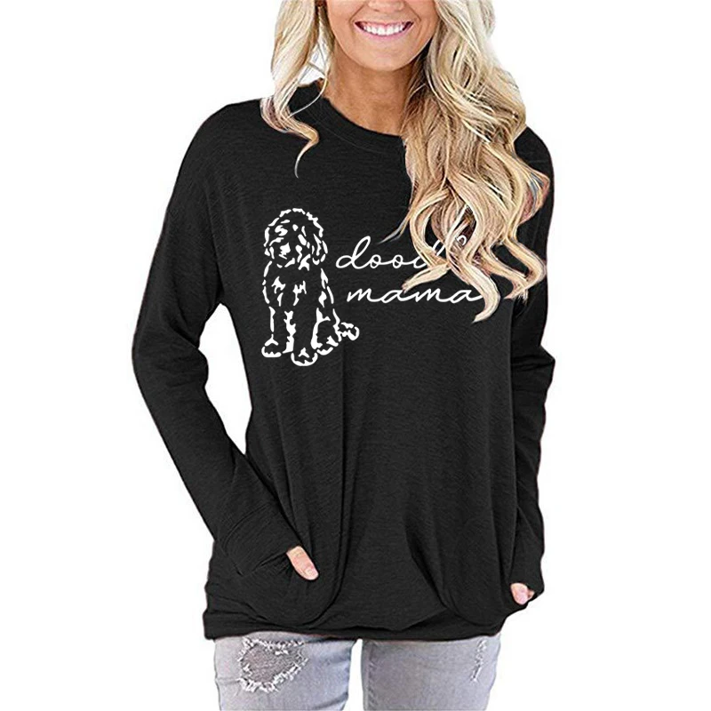 New Winter And Autumn Shirt Fashion Women Long-Sleeved Doodle Mama Print Shirt Round Neck Loose T-shirt Women Casual Sweatshirts