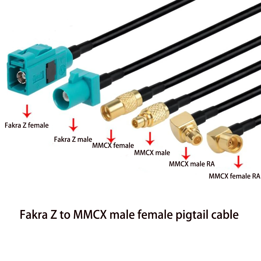 1PC Fakra Z Male Female Water Blue To MMCX Plug Jack Straight/ RA Pigtail Cable Adapter RG174 15cm 6inch/30cm/50cm Wholesale NEW