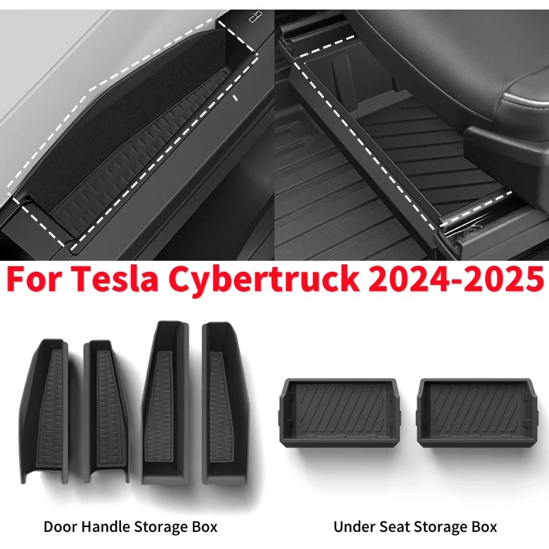 Car Door Handle Storage Box/Under Seat Storage Box Organizer Tray for Tesla Cybertruck 2024-2025