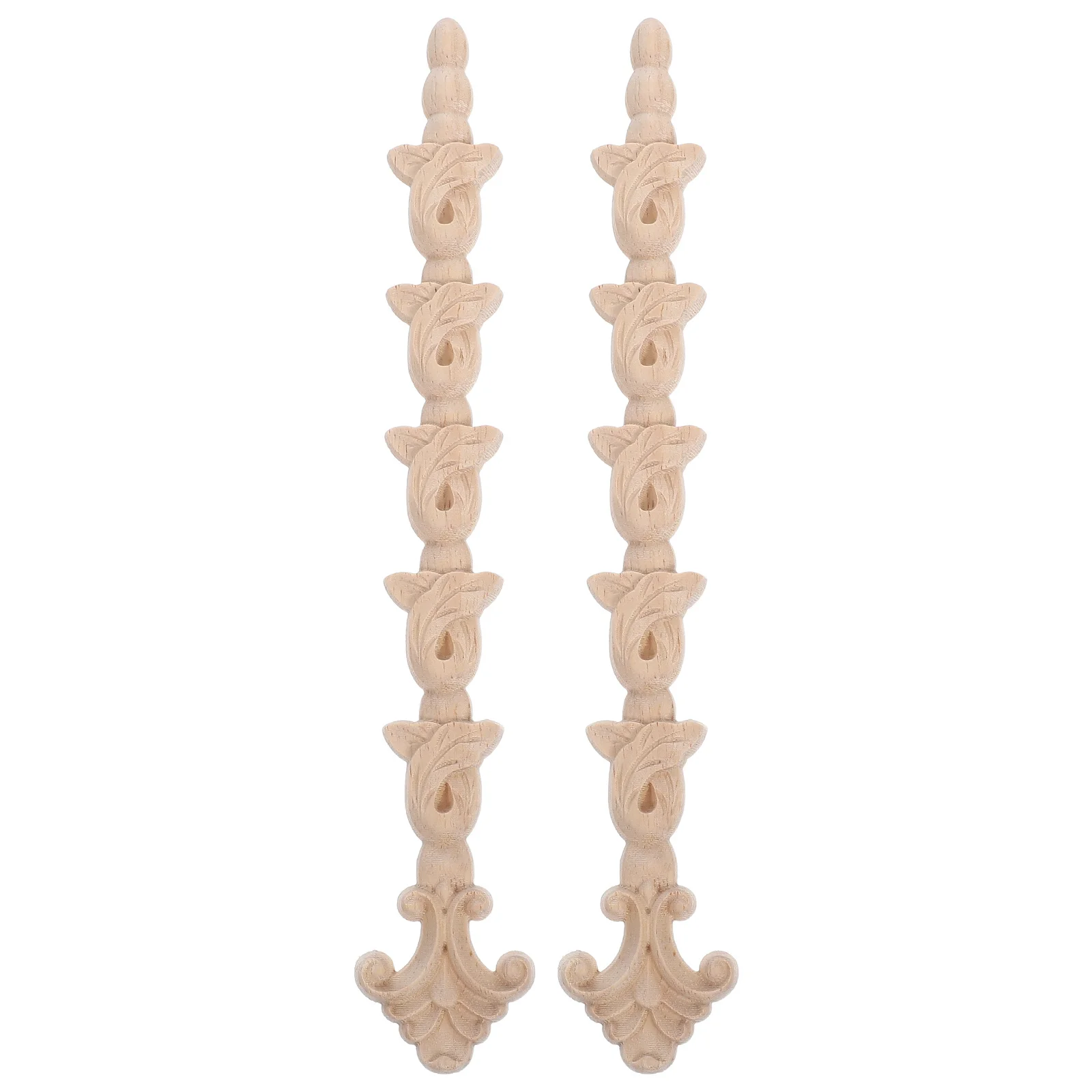 

2pcs Solid Wood Appliques Natural Unpainted Carved Onlays For Furniture Decoration Doors Walls Cabinets Beds Fireplace Mantels