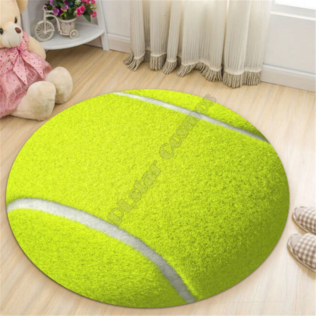 

Love Tennis Ball Premium Round Rug 3D Printed Rug Non-slip Mat Dining Living Room Soft Bedroom Carpet 08