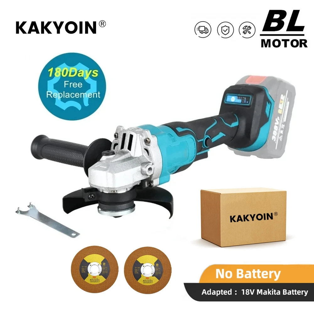 

Brushless Angle Grinder 125MM Cordless Angle Grinder 18V 3 Gears Variable Grinding Machine Cutting Woodworking Power Tool