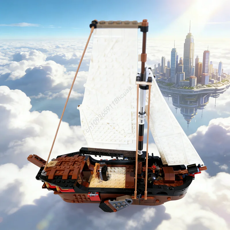 ตัวต่อ MOC เรือโจรสลัด 975 ชิ้น ชุดสร้างสรรค์ 3 in 1 แบบจำลองสถาปัตยกรรม ของเล่น DIY ไอเดียของขวัญคริสต์มาสสุดสร้างสรรค์