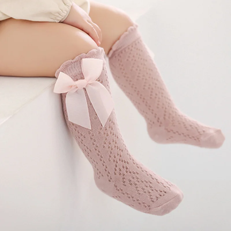 1 Pairs of Baby Girl Socks Toddler High Socks Mesh Bow Socks Breathable Thin Let Go of CHILDREN\'S Stockings in Summer