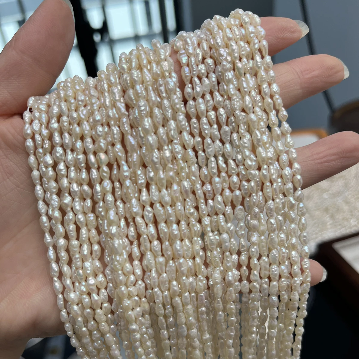 A 3-4mm Natural Frehwater Pearl Keshi Beads Charms for DIY Women Men Necklace Bracelets Jewelry Making Supplies Accessories