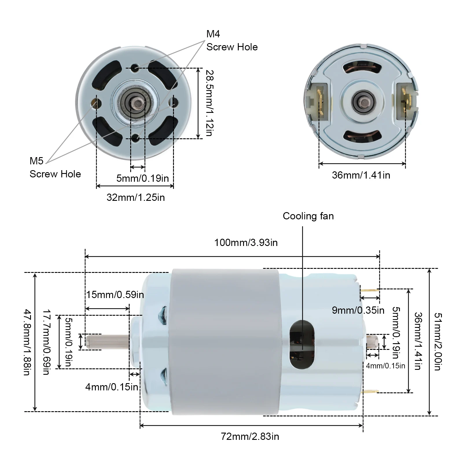 RS895 DC Motor 12-24V 3000-20000RPM High-speed Large Torque Motors Ball Bearing Fan for DIY Model Car Small Drill Motor Tools