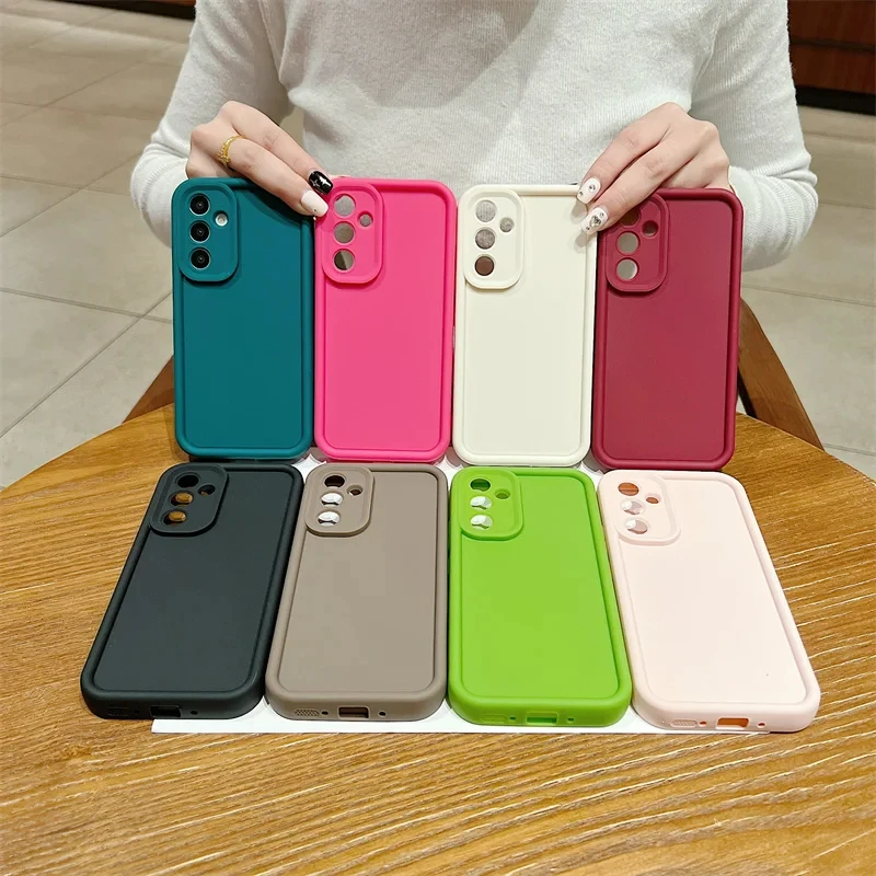 Thicken Shockproof Silicone Case For Samsung Galaxy S24 S23 S22 S21 Ultra Plus A34 A14 A54 A53 A52 A52S 5G Protective Back Cover