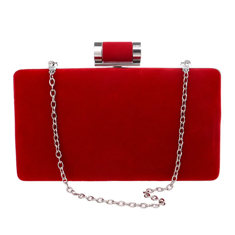 

Velvet Women Small Clutch Bags Red Color Metal Shoulder Handbags Dress Party Evening Bags Metal Purse