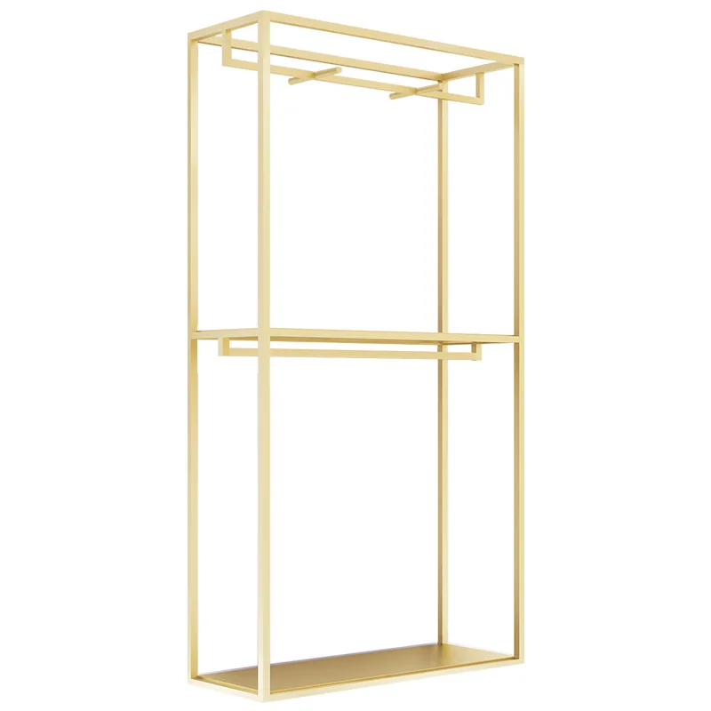 

Clothing store display rack Floor-to-ceiling women's clothing store display rack Clothes rack Gold hanger