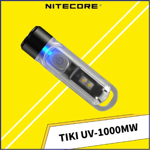 

NITECORE TIKI УФ-мини-брелок-светильник EDC 1000 МВт перезаряжаемый с 2 вспомогательными белыми светодиодами с высокой четкостью Встроенный аккумулятор УФ-свет