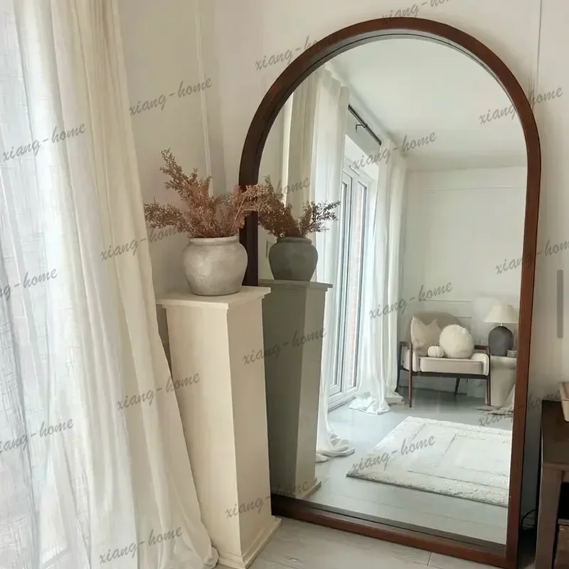 LJYLiving room medieval clothing store mirrors big furniture Retro Arched full body mirror American floor European fitting mirro