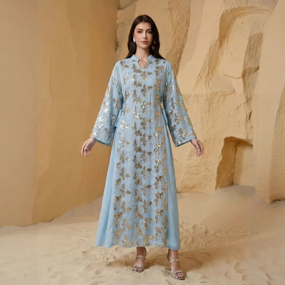 Eid Muslim Party Dress for Women Jalabiya Abaya Ramadan Long Dresses Abayas Woman Embroidery Kimono Robe Caftan Vestidos 2024