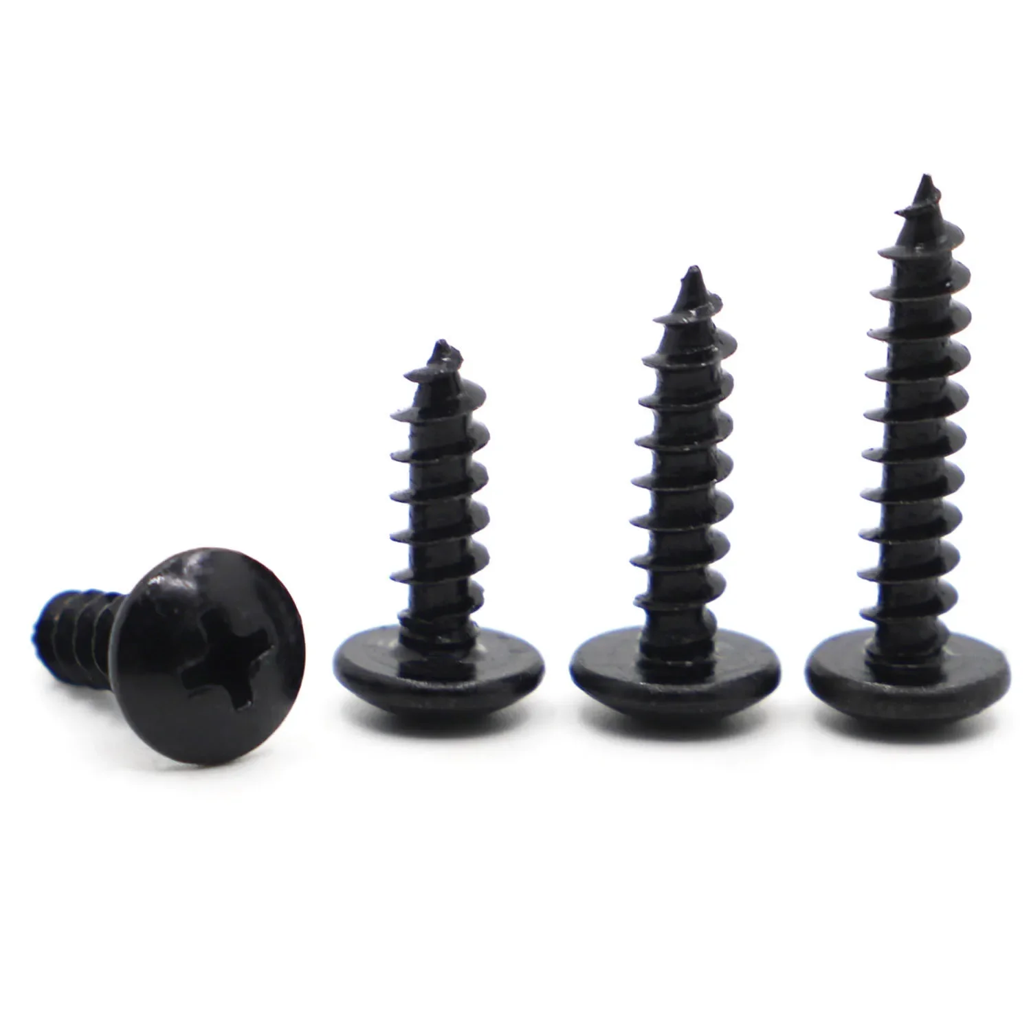 

10/50pcs M3 M3.5 M4 M5 M6 Black Cabon Steel Phillips Truss Head Cross Recessed Mushroom Head Self Tapping Screws