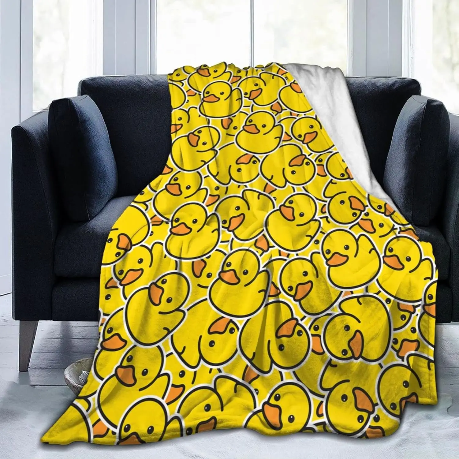 Cute rubber duck blanket super soft four seasons yellow cartoon duck decorative blanket suitable for bed chair car sofa bedroom