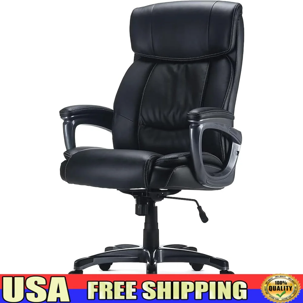 

Ergonomic Office Chair Big and Tall Cushioned Adjustable Height Bonded Leather Comfortable Rolling Chair Office Home Use