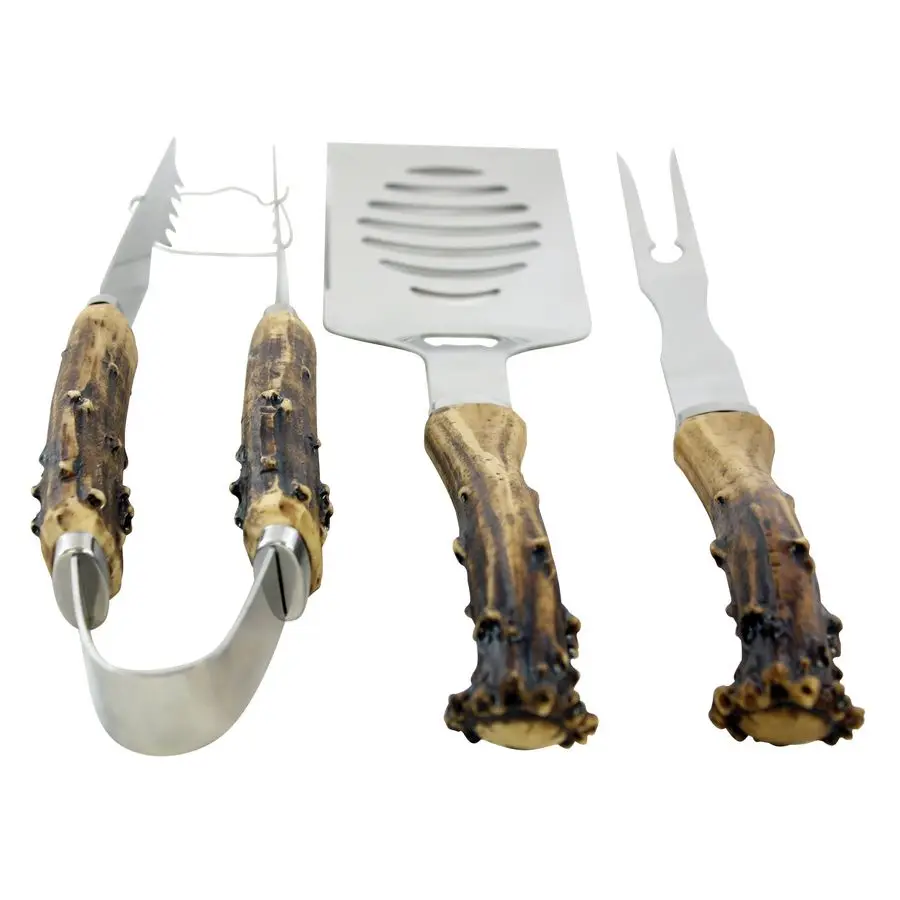 

Antler Handle Grilling Set for BBQ Outdoors Style Cooking and Grill, 3 Piece