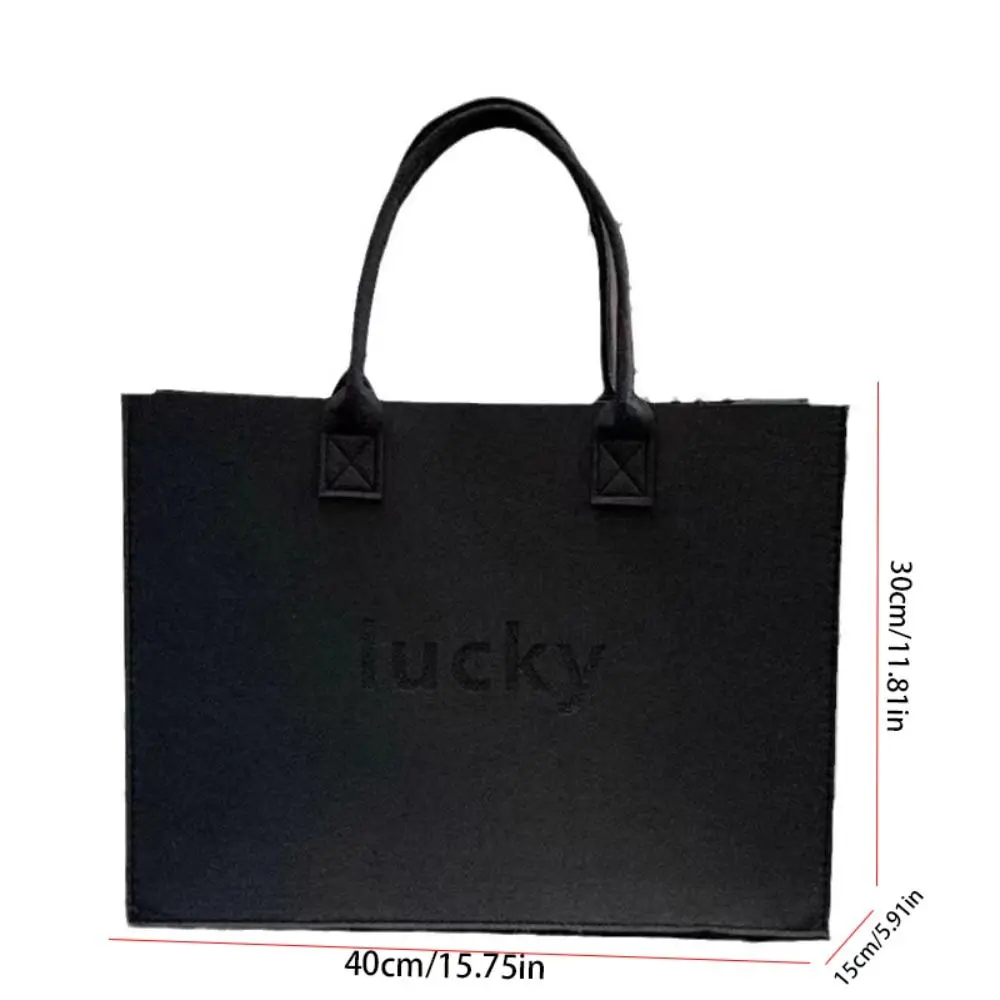 Letter Felt Bag Portable Large Capacity Solid Color Felt Handbag Tote Bag Shopping Bag Girls