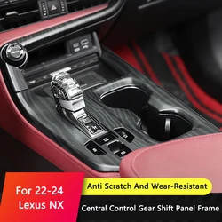 QHCP Car Gear Panel Cover Trim ABS Wood Grain Center Console Gear Shift Panel Decorative For Lexus NX 22-25 Interior Accessories