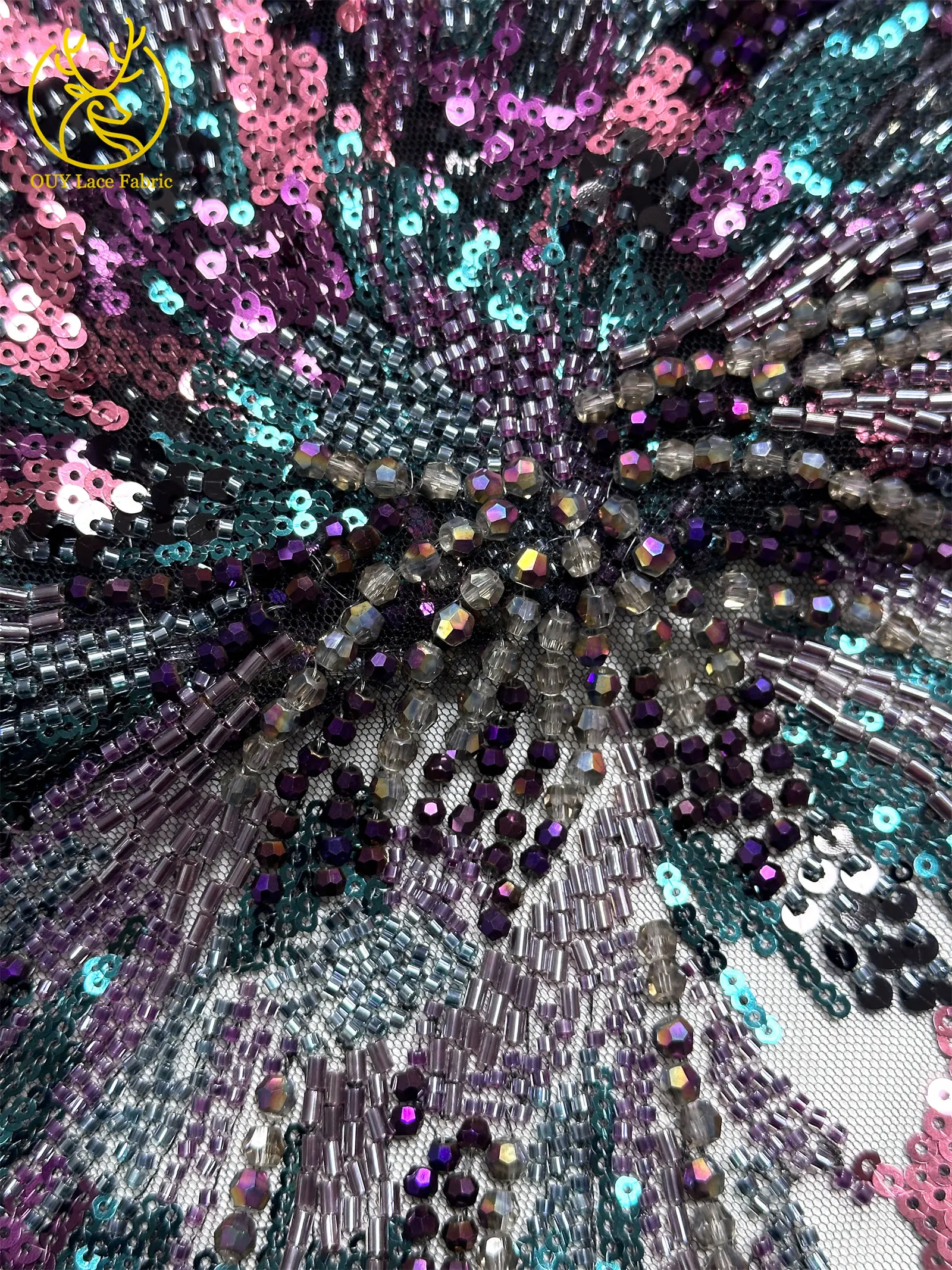 2026 Luxuriöser mexikanischer Perlen-Spitzenstoff 2026 Premium französischer nigerianischer Pailletten-Spitzenstoff, ideal für Hochzeitskleider und Partykleider – Detail 17