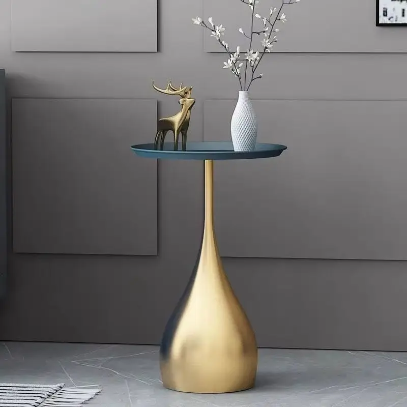 

Nordic Light Luxury Table Living Room Sofa Side Coffee Table Marble Round Mesas Bedroom Bedside Corner Tables Iron Art Furniture