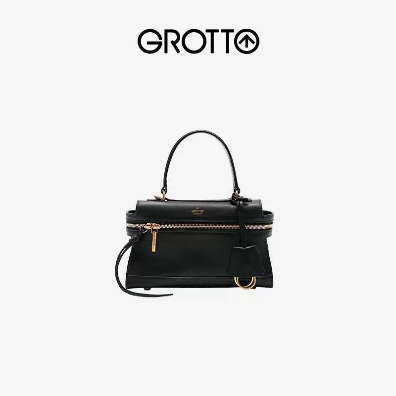 

GROTTO Fashion Party Black New Model Mini Handbag Women's Solid Color Elegant Simplicity Metal Chain Single-shoulder Bag