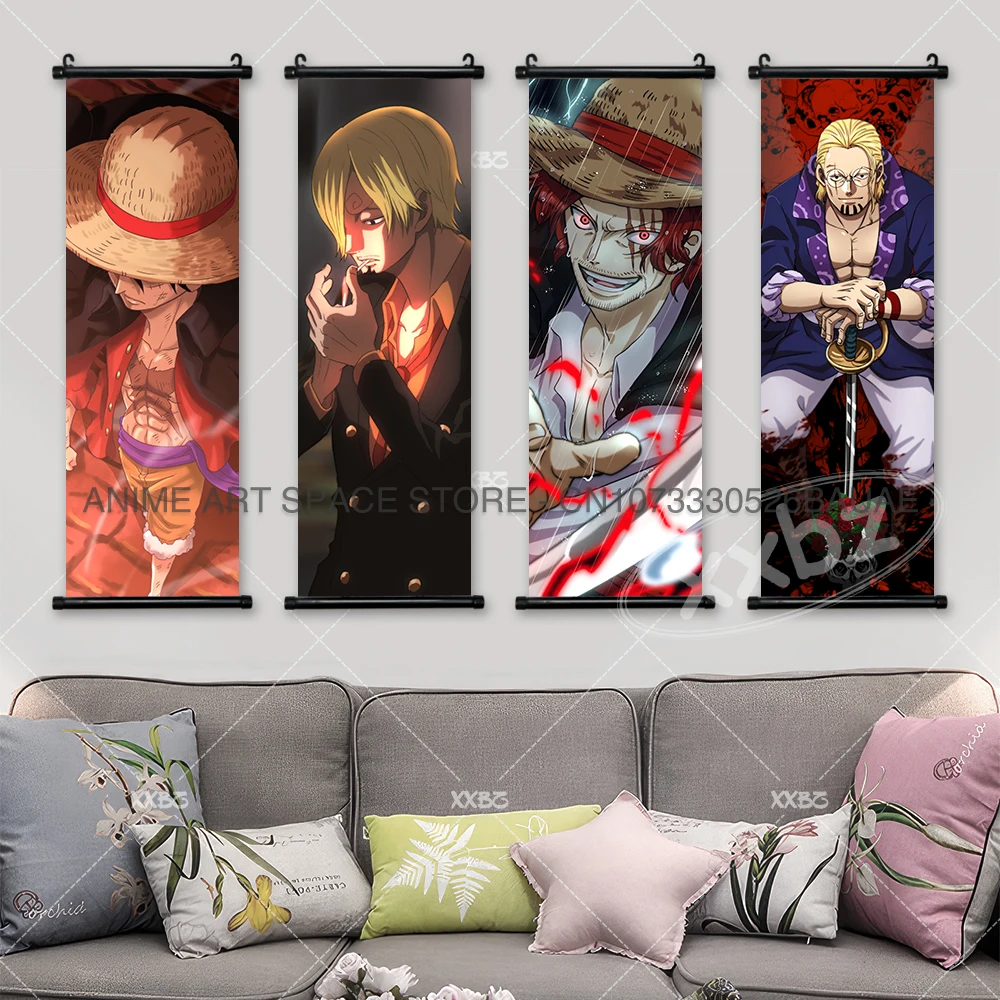 ONE PIECE Hanging Painting Sanji Anime Posters Vivi Wall Art Usopp Home Room Decoration Roger Wallpaper Rayleigh Scrolls Picture