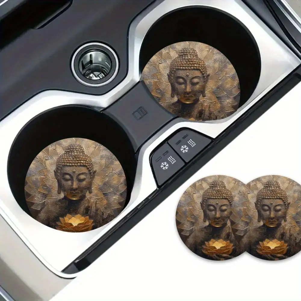 Buddha Religious Pattern EVA Car Coasters Aesthetic Auto Decor Wedding New Year Activity Gift