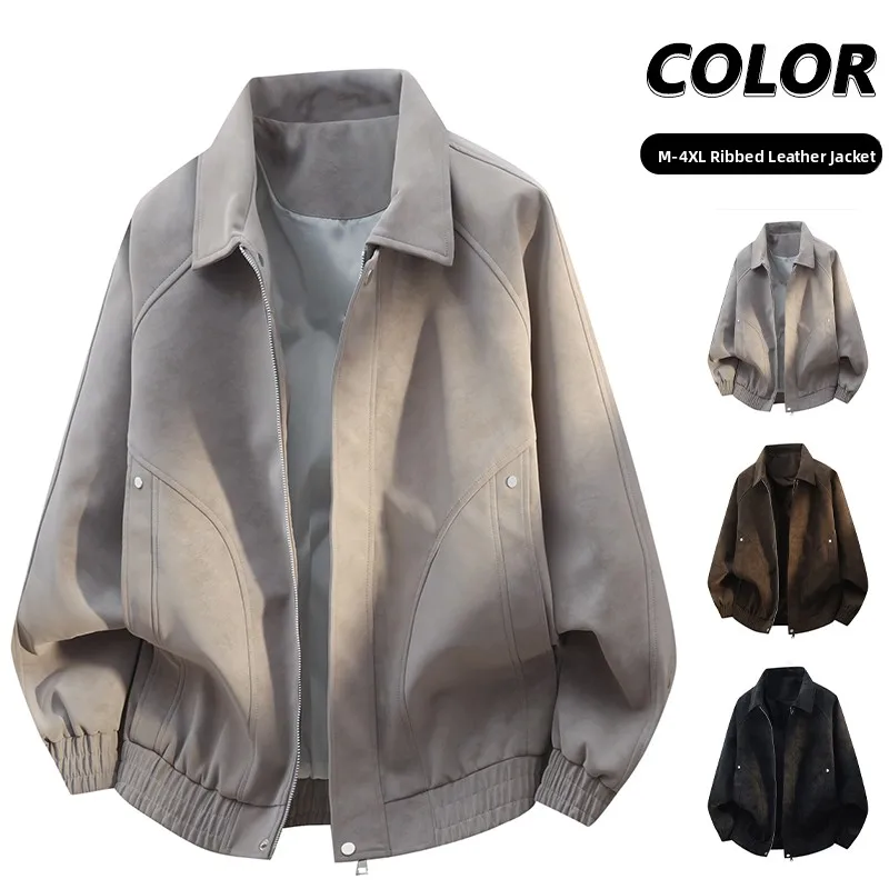 

Новая мужская мотоциклетная куртка из искусственной кожи большого размера, удлиненная, в американском уличном стиле, свободного кроя, с длинными рукавами