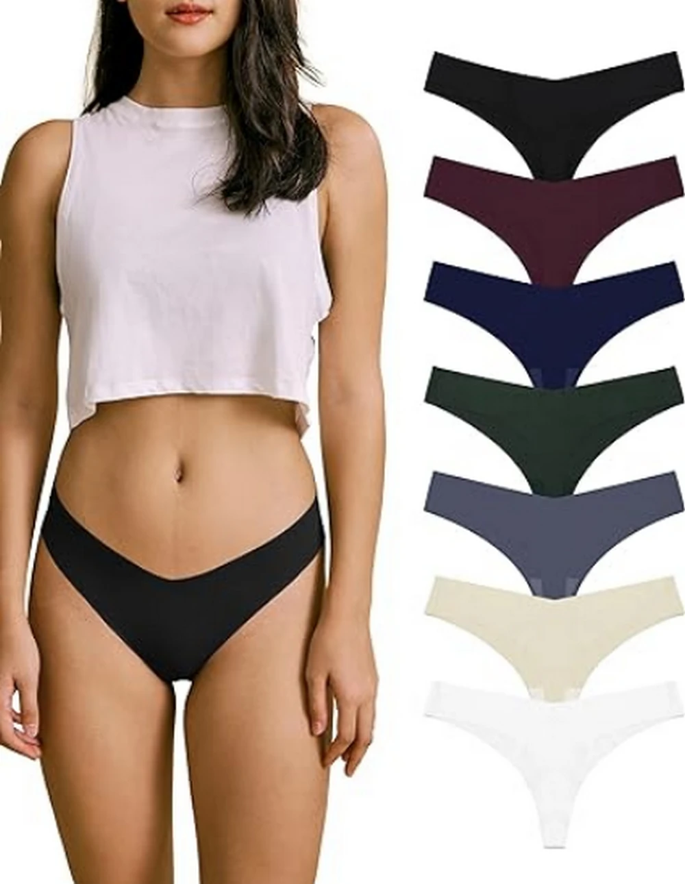 

3Pcs Pack Seamless Thongs for Women No Show Thong Underwear Women Comfortable Multiple Pack