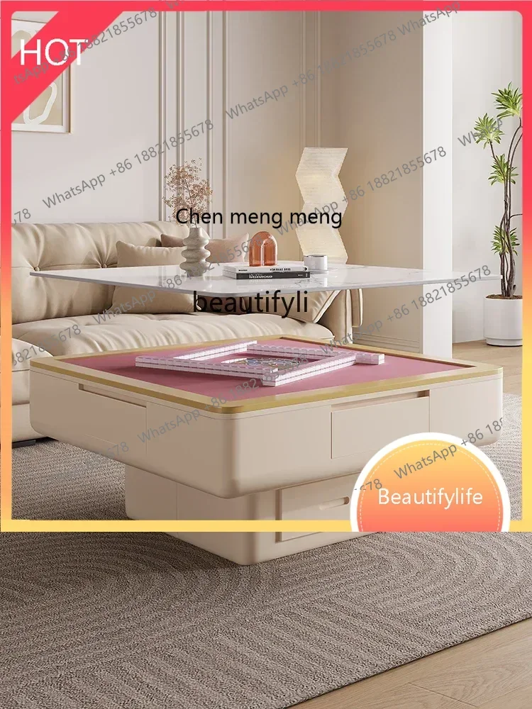 

Rock slab cream wind lift coffee table mahjong machine automatic mahjong table dual-purpose