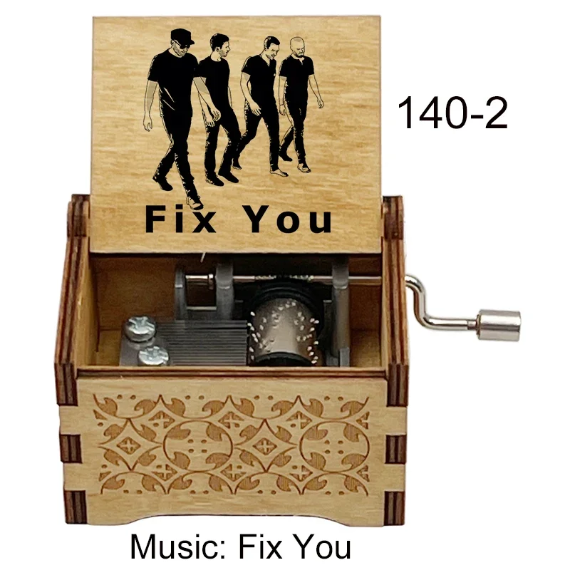 Fix You Wooden Handed Music Box British Famous Band Song Special Musical Gift for Fans Wife Fiancee Birthday Boutique Ornaments