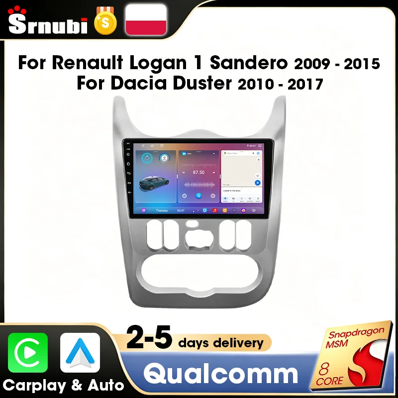 Srnubi FM AM RDS Stereo Carplay Android Auto für Renault Logan 1 Sandero 2009-2015 Autoradio Multimedia-Player GPS-Navigation Qualcomm 6125 8-Kern 4G WIFI Zubehör