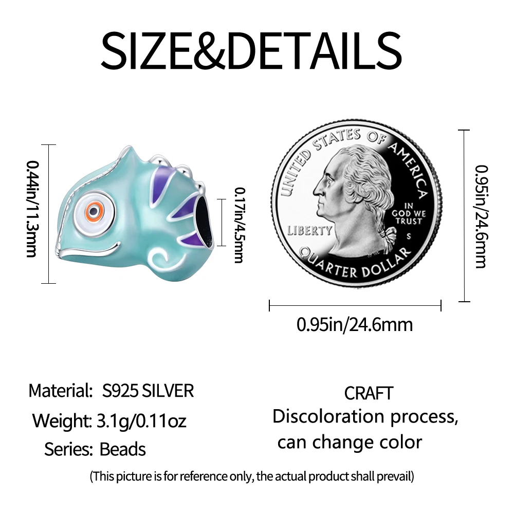 سحر الأصلي 925 فضة ملون الحرباء الخرز صالح سوار Diy غرامة هدية المرأة حساسة مجوهرات الإكسسوار