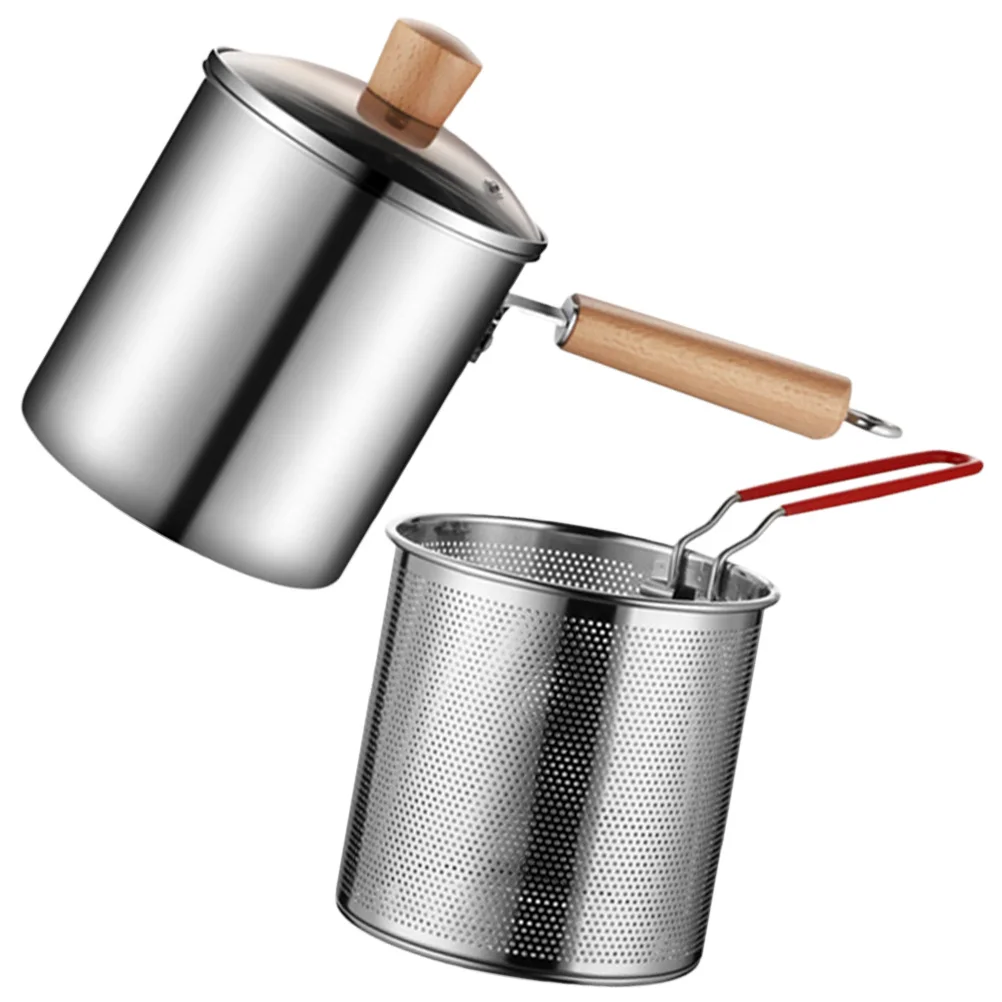 

1 комплект: кастрюля из нержавеющей стали с корзиной для жарки, термостойкая кухонная посуда для глубокой жарки картофеля фри, овощей, мяса