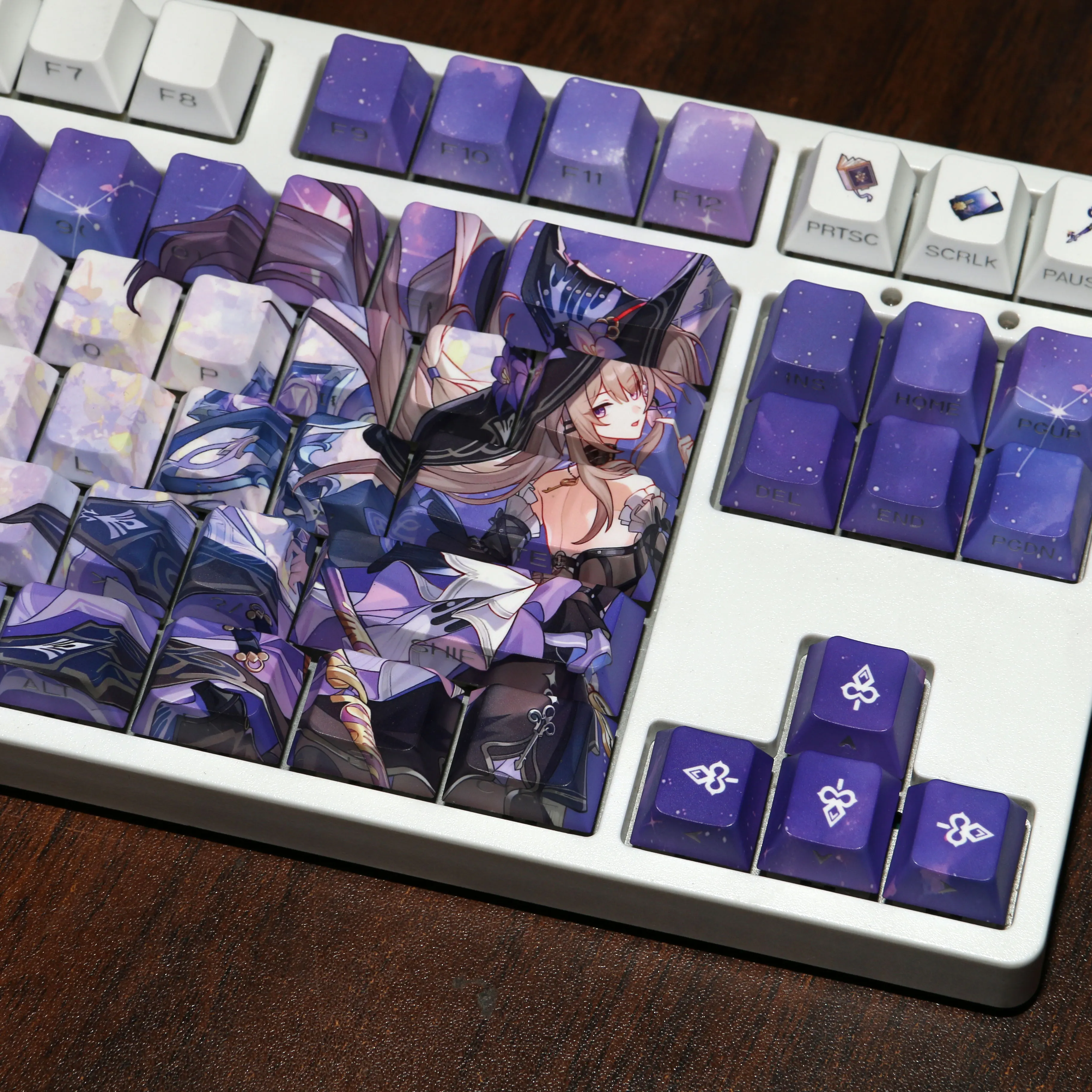 Honkai Star Rail Custom Keycaps Herta Theme Game 128 Keys PBT Dye Sub Cherry MX for Mechanical Keyboard Accessories