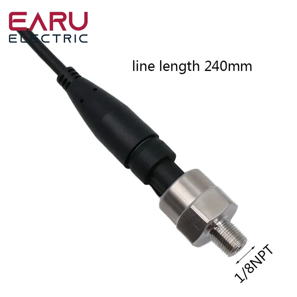 DC 5V 1/8NPT Pressure Sensor Transducer Arduino Stainless Steel Oil Air Water Fuel Gas Transmitter 30psi 100psi 200psi 500psi