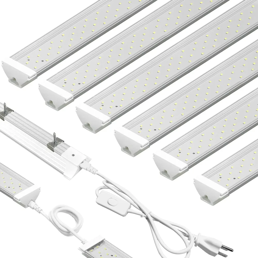 

SZHLUX 6 Pack LED Shop Light 4FT 60W, 8700LM, Linkable Utility Shop Light 5000K Daylight White Ceiling Light for Garage