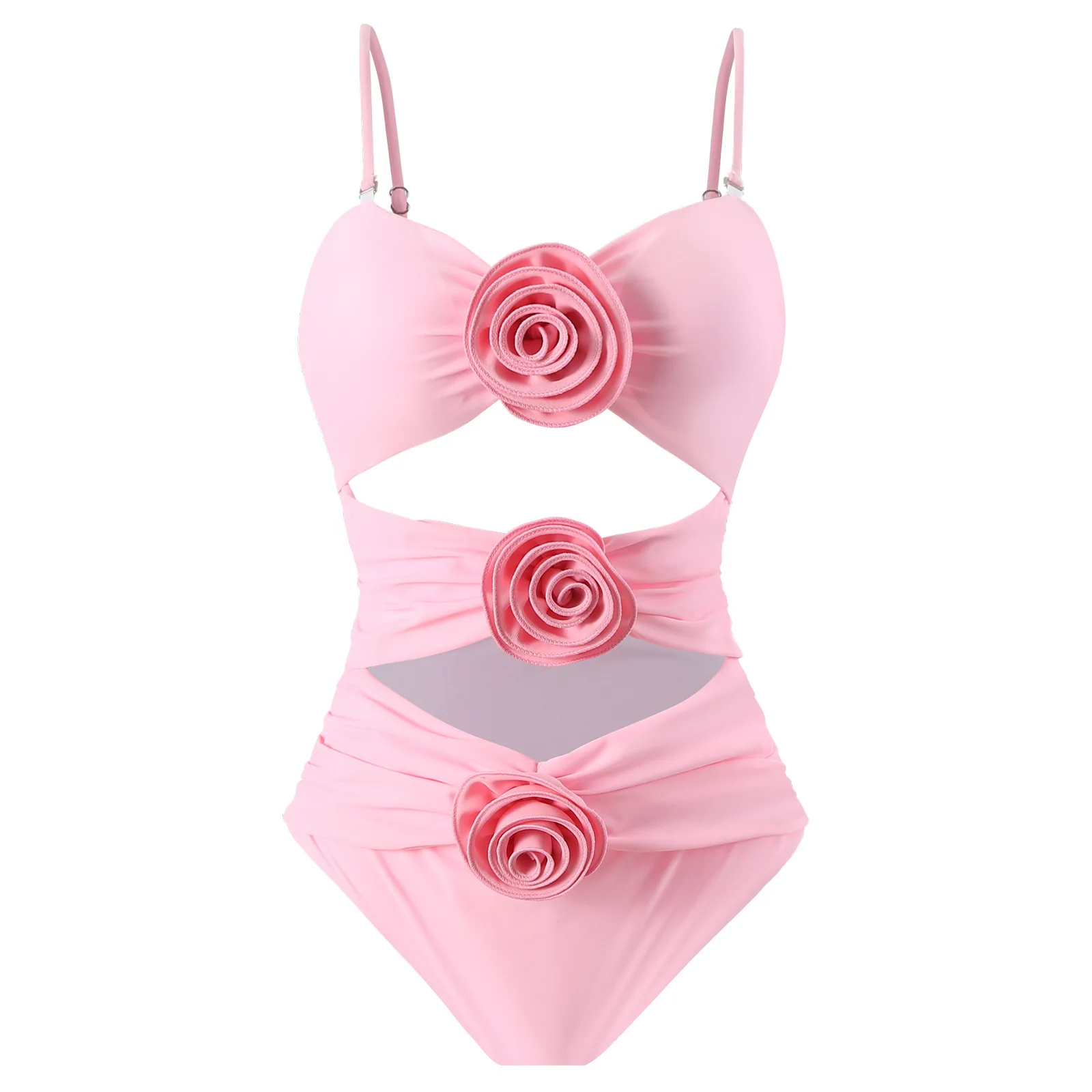 Traje de baño Sexy de flores en 3D, Bikinis ahuecados, traje de baño de Tanga acolchado de una pieza, traje de baño femenino, bikini