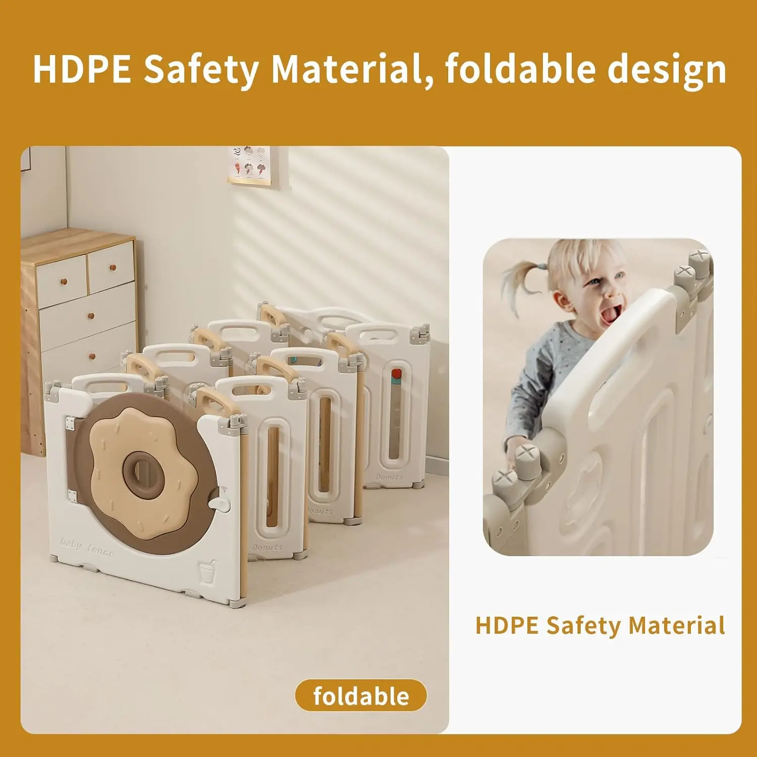 Parque infantil plegable para bebés y niños pequeños, patios de juego portátiles para niños con puerta de seguridad, 14/18/22 paneles