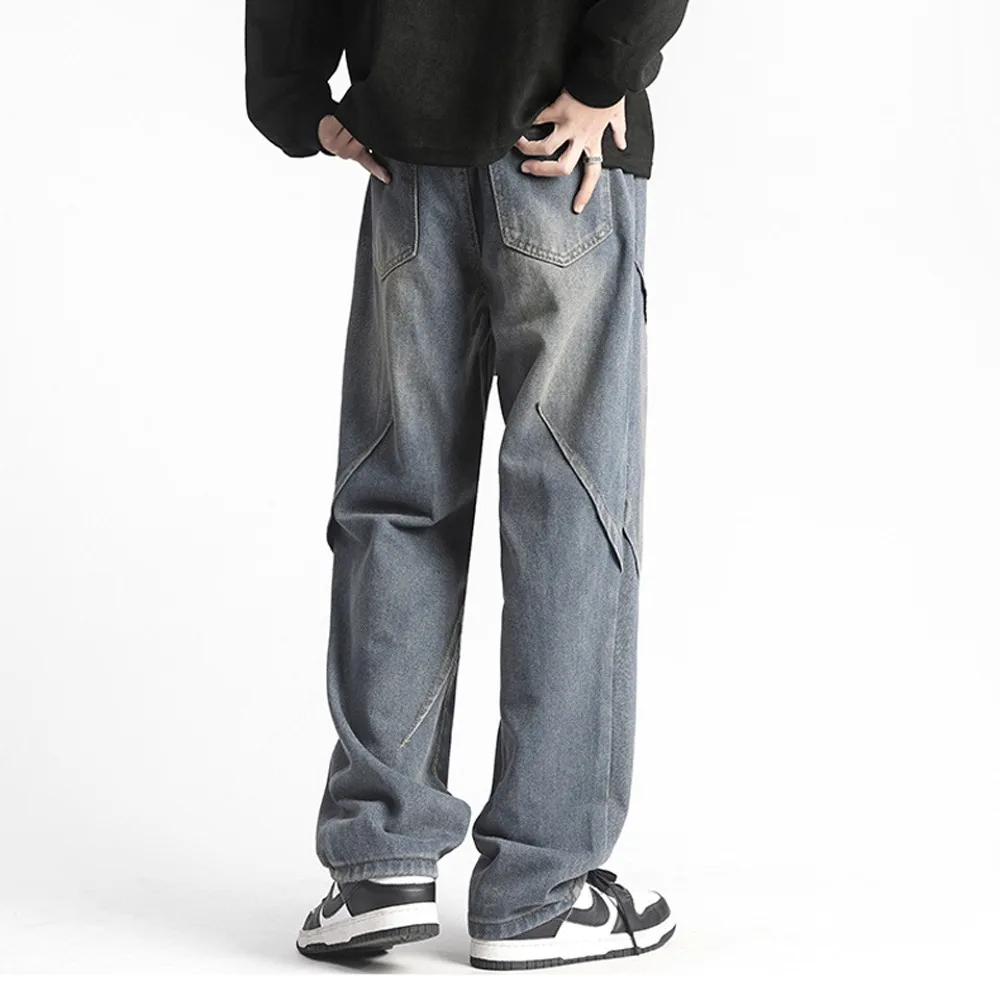 Jeans men 2024 Spring Wide Leg Jeans Male Loose Straight Denim Pants Harajuku Vintage Blue Jean Trouser Streetwear Clothes