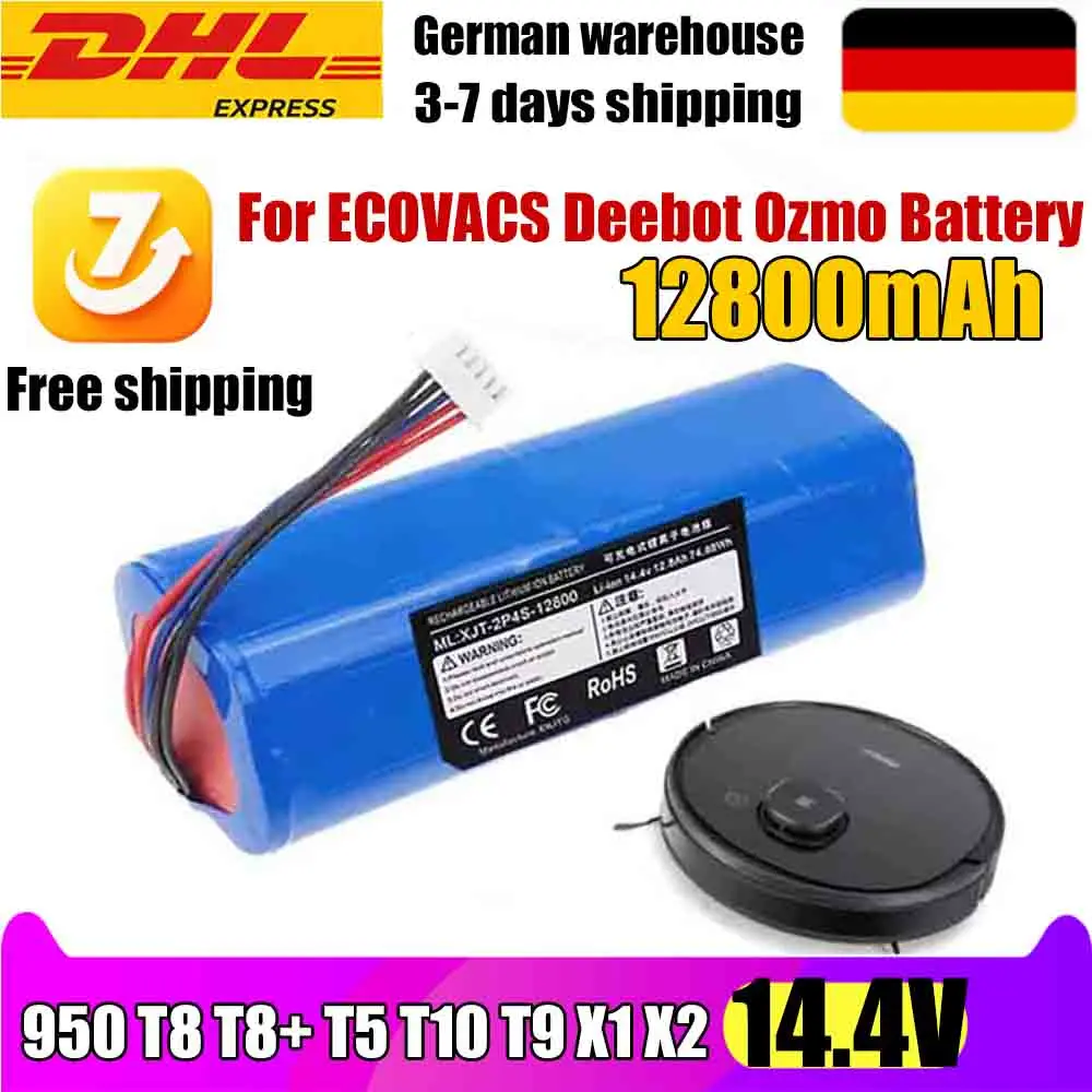 14,8 V 12800 mAh Original-Akku für Ecovacs Deebot X1 Ozmo/T5/T8/T9/DX93/DX96 Roboter-Staubsauger, Ersatzteil