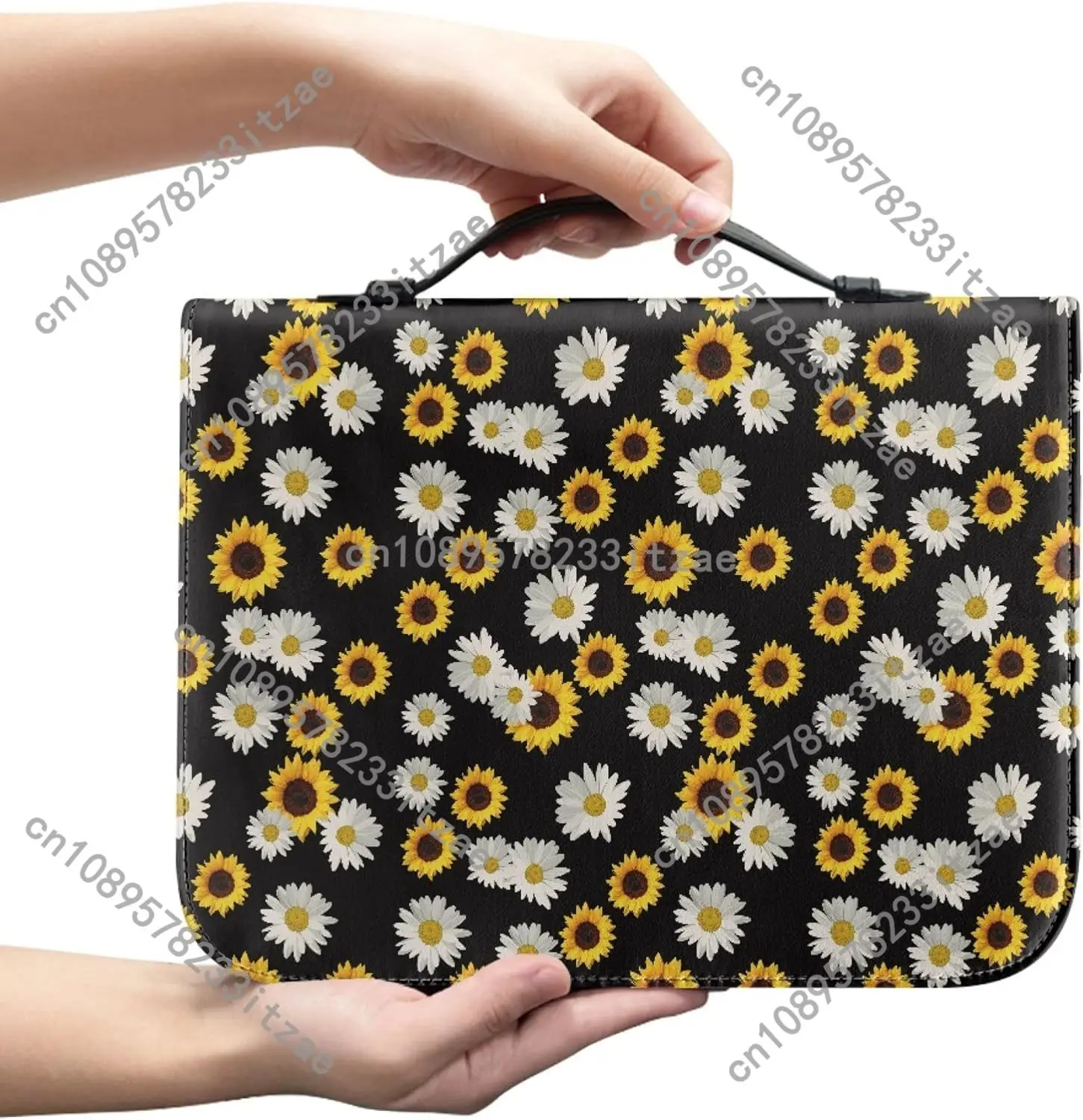 أغطية الكتاب المقدس ديزي حافظة الكتاب المقدس الصفراء الزهرية للنساء والفتيات غطاء الكتاب المقدس مع سحاب وحقيبة مقبض لدراسة الكتاب المقدس