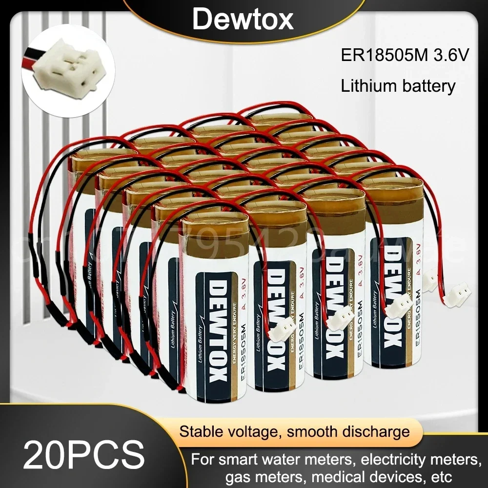 

20PCS NEW Original ER18505M Lithium Battery 3.6V 3500mah ER18505 18500 PLC Control With White Battery