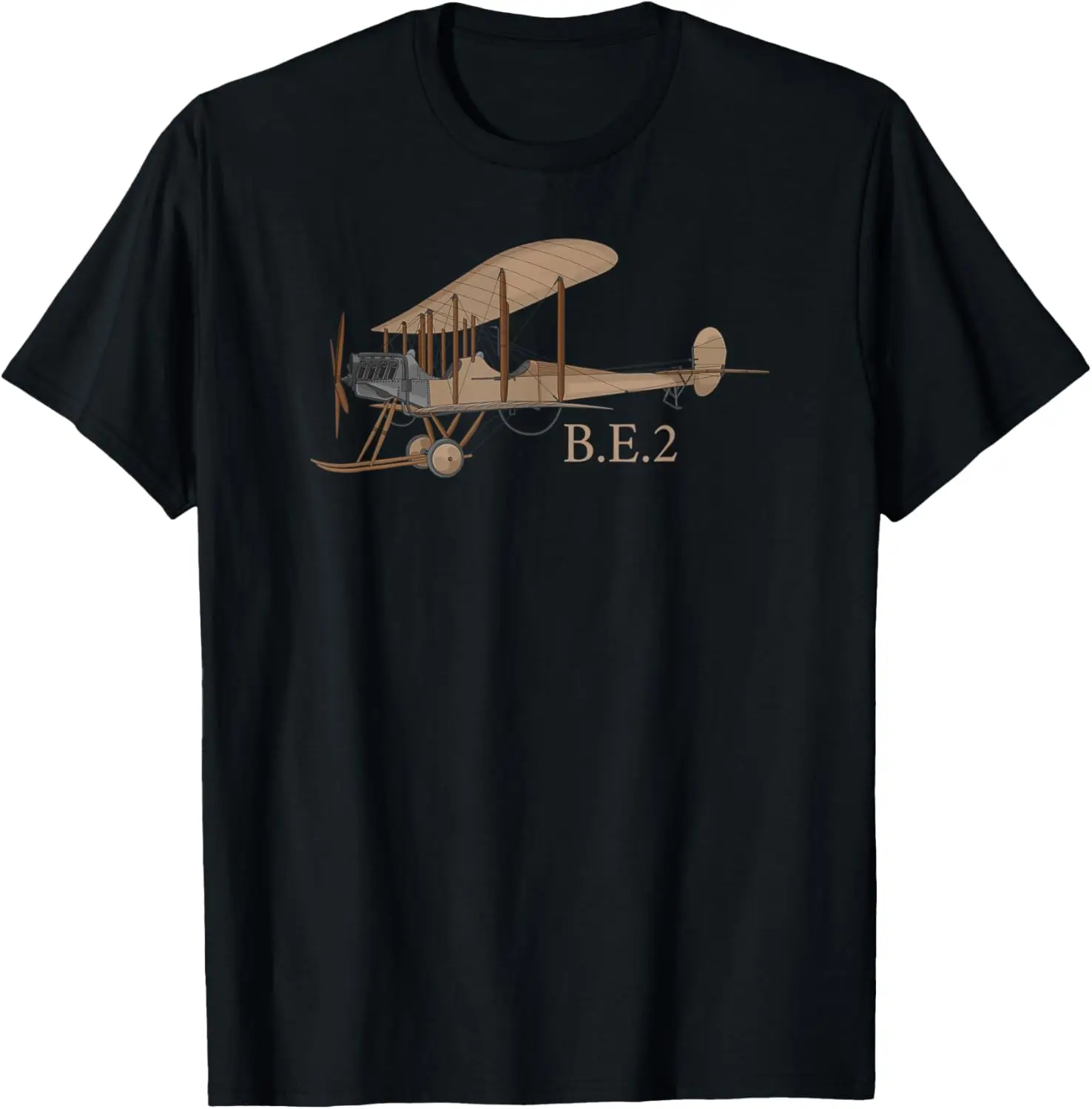 B.E.2 British WW1 Biplane Plane Diagram T-Shirt Short Sleeve Casual 100% Cotton Shirt